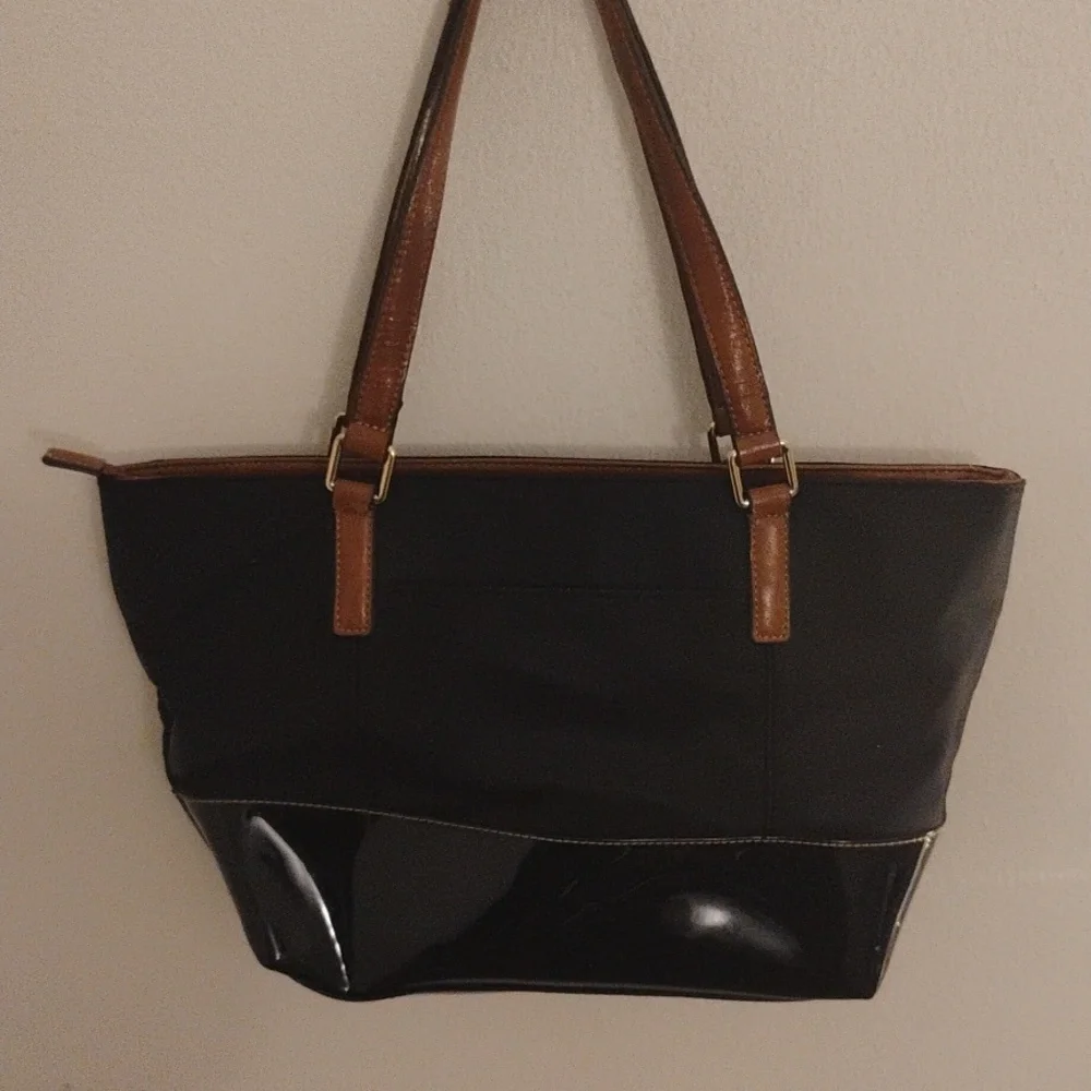 Anne Klein Black and Brown Tote Bag - Picture 3 of 8
